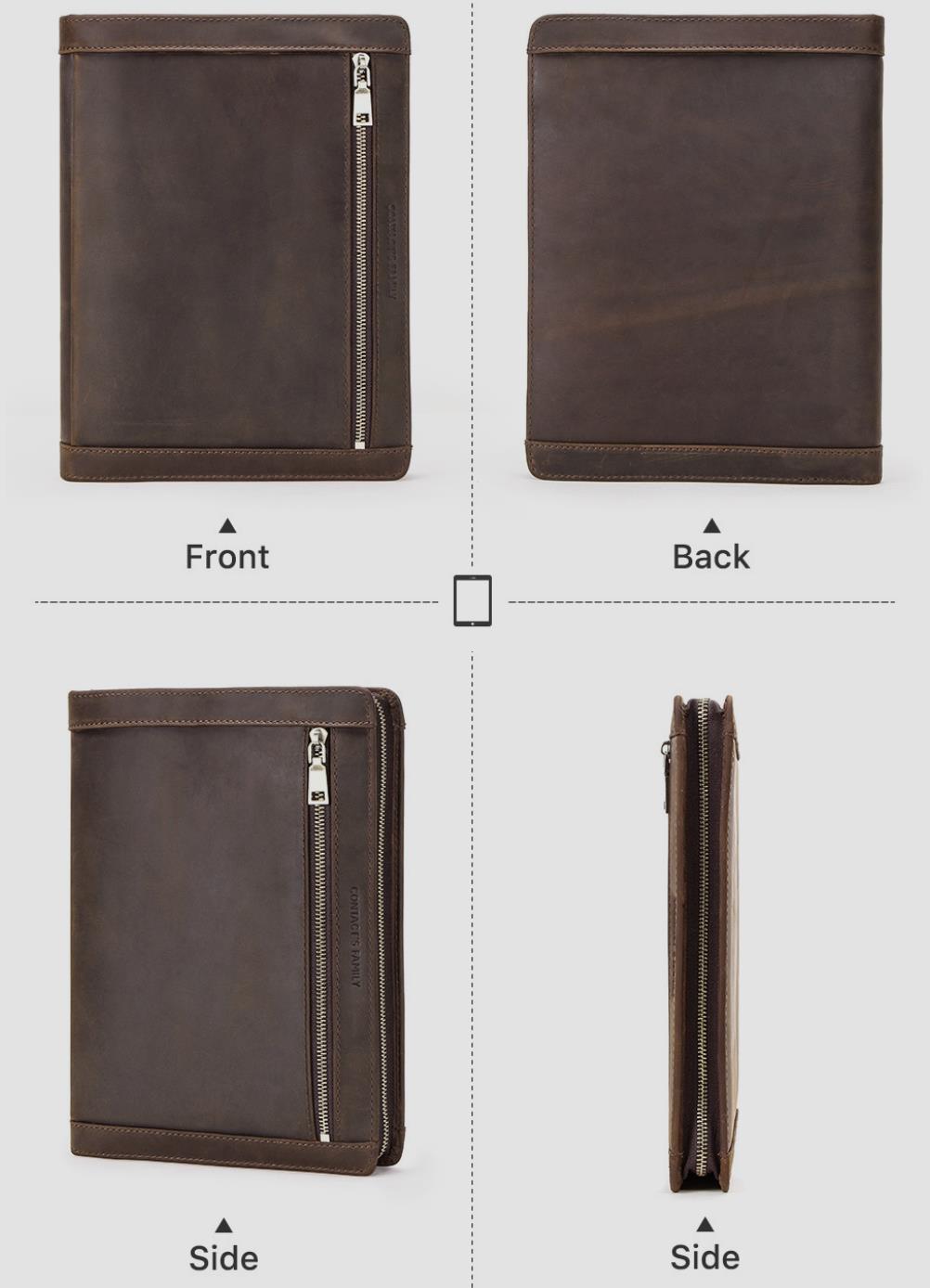 Men's Leather Portfolio iPad 9.7/10.5/11 Padfolio, Tablet Case, Document Folder with Pen Slot Zippered Writing Pad Card Pockets, Custom Name for Gift VPPBUY shop