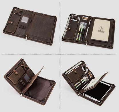 Men's Leather Portfolio iPad 9.7/10.5/11 Padfolio, Tablet Case, Document Folder with Pen Slot Zippered Writing Pad Card Pockets, Custom Name for Gift VPPBUY shop