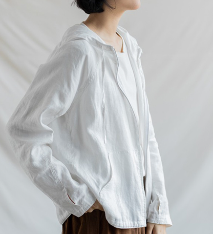 Hooded Linen Jacket,Long Sleeve Women Linen Tops 62707 VPPBUY shop