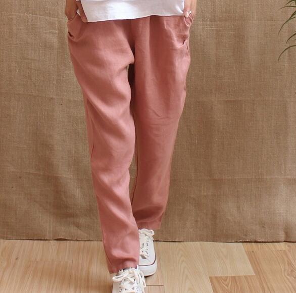 Summer 100% Washed Linen Women Pants VPPBUY shop