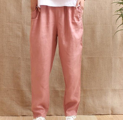 Summer 100% Washed Linen Women Pants VPPBUY shop