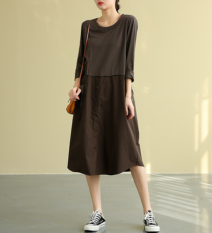 Summer  Spring Cotton Linen Women loose Dresses DZA05193 VPPBUY shop