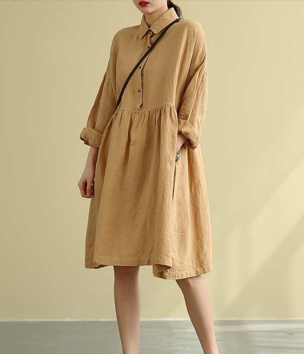 Summer  Spring Linen  Women loose Dresses DZA05222 VPPBUY shop