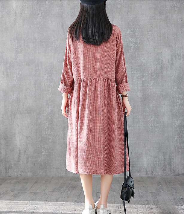 Long Sleeve Summer Spring Cotton Linen Women loose Dresses DZA05253 VPPBUY shop