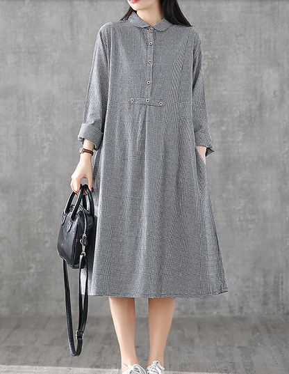 Long Sleeve Summer Spring Cotton Linen Women loose Dresses DZA05253 VPPBUY shop