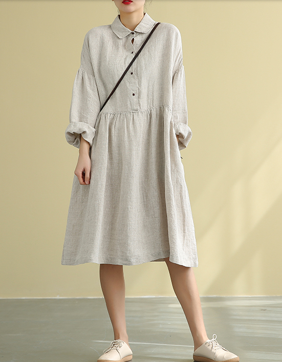 Summer  Spring Linen  Women loose Dresses DZA05222 VPPBUY shop