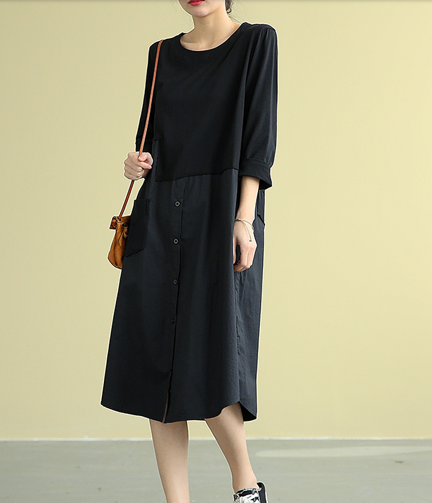 Summer  Spring Cotton Linen Women loose Dresses DZA05193 VPPBUY shop