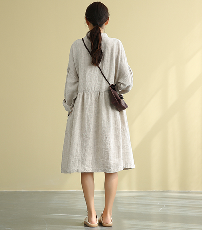 Summer  Spring Linen  Women loose Dresses DZA05222 VPPBUY shop