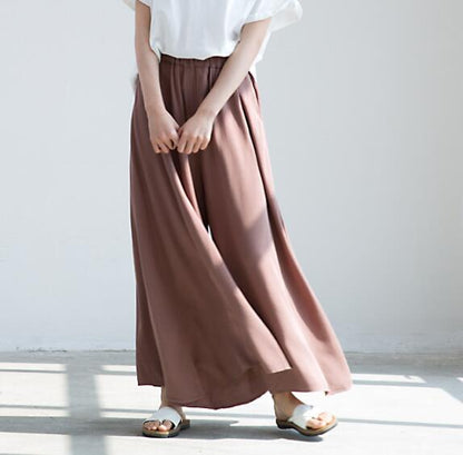 Coffee-Summer Cotton Women Wide Legs Pants VPPBUY shop