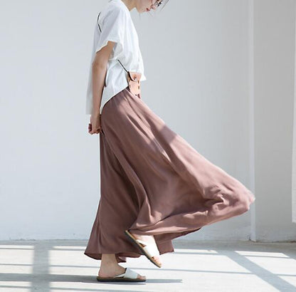 Coffee-Summer Cotton Women Wide Legs Pants VPPBUY shop