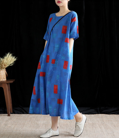 Floral Long Sleeve Summer Spring Cotton Linen Women Dresses DZA20691 VPPBUY shop