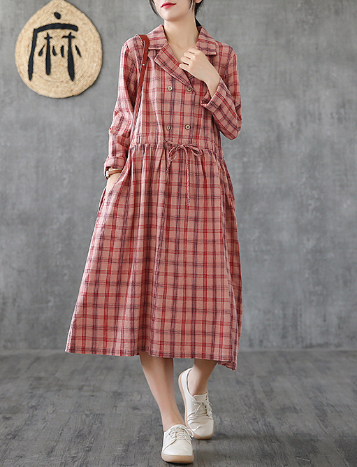 Long Sleeve Summer Spring Cotton Linen Women loose Dresses DZA20651 VPPBUY shop