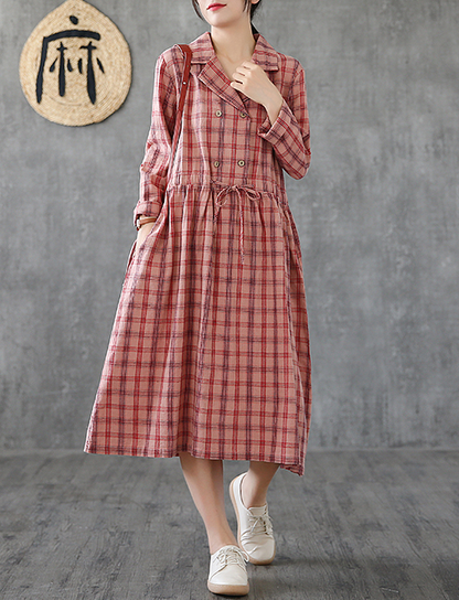 Long Sleeve Summer Spring Cotton Linen Women loose Dresses DZA20651 VPPBUY shop