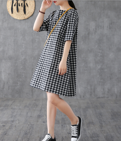 Short Sleeve Summer Spring Cotton Linen Women Dresses DZA20673 VPPBUY shop