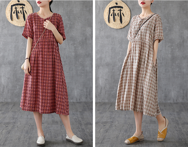 Striped Long Sleeve Summer Spring Cotton Linen Women Dresses DZA20692 VPPBUY shop