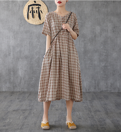 Striped Long Sleeve Summer Spring Cotton Linen Women Dresses DZA20692 VPPBUY shop