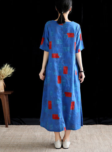 Floral Long Sleeve Summer Spring Cotton Linen Women Dresses DZA20691 VPPBUY shop