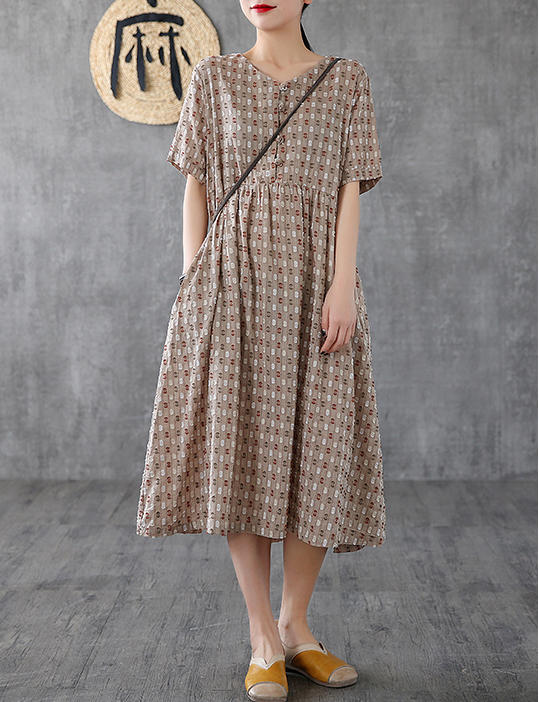 Striped Long Sleeve Summer Spring Cotton Linen Women Dresses DZA20692 VPPBUY shop