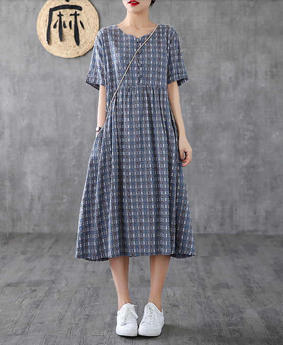 Striped Long Sleeve Summer Spring Cotton Linen Women Dresses DZA20692 VPPBUY shop