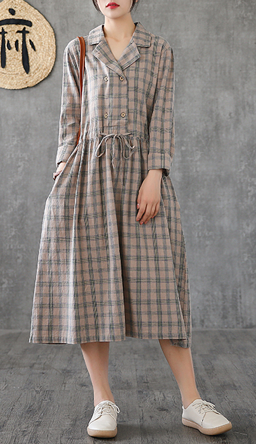 Long Sleeve Summer Spring Cotton Linen Women loose Dresses DZA20651 VPPBUY shop