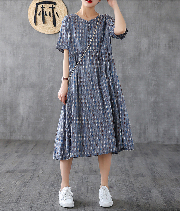 Striped Long Sleeve Summer Spring Cotton Linen Women Dresses DZA20692 VPPBUY shop