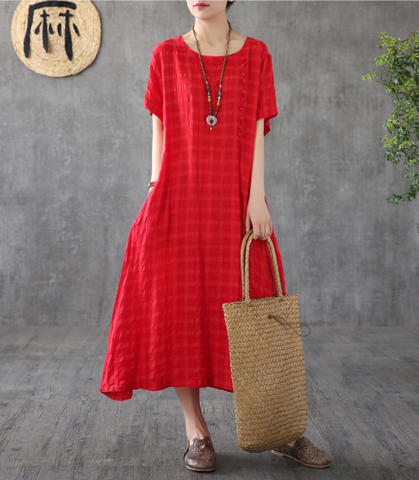 O Neck Summer Spring Cotton Linen Women Dresses DZA20672 VPPBUY shop