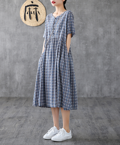 Striped Long Sleeve Summer Spring Cotton Linen Women Dresses DZA20692 VPPBUY shop