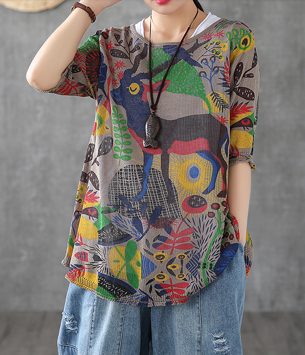 Patterned Summer Women Casual Blouse Cotton Linen Shirts Tops DZA2007132 VPPBUY shop