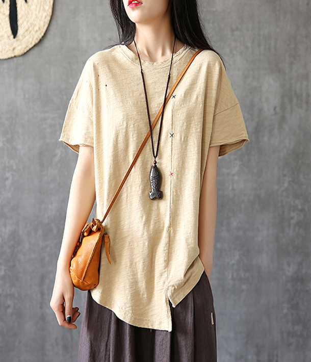 Irregular Hem Summer Women Casual Blouse Cotton Linen Shirts  Women Tops DZA2005245 VPPBUY shop