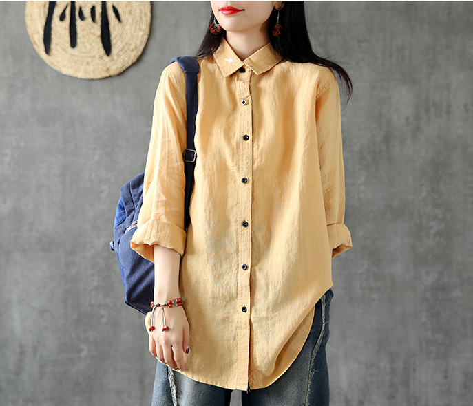 Long Sleeve Spring Summer Women Casual Blouse Cotton Linen Shirts  Women Tops DZA2005312 VPPBUY shop