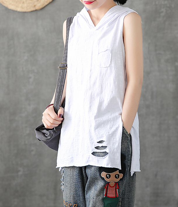 Hooded Summer Women Casual Blouse Cotton Linen Shirts  Women Tops DZA2005313 VPPBUY shop