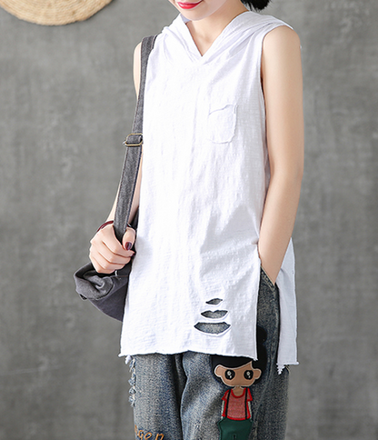 Hooded Summer Women Casual Blouse Cotton Linen Shirts  Women Tops DZA2005313 VPPBUY shop