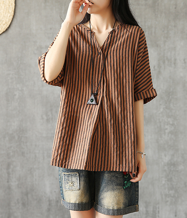 Half Sleeve Summer Women Casual Top Blouses Tops Cotton Linen Shirts  DZA2005247 VPPBUY shop