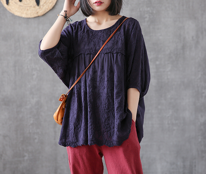 Length Sleeve Summer Women Casual Blouse Cotton Linen Shirts  Women Tops DZA2005315 VPPBUY shop