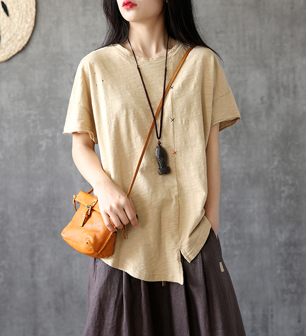 Irregular Hem Summer Women Casual Blouse Cotton Linen Shirts  Women Tops DZA2005245 VPPBUY shop