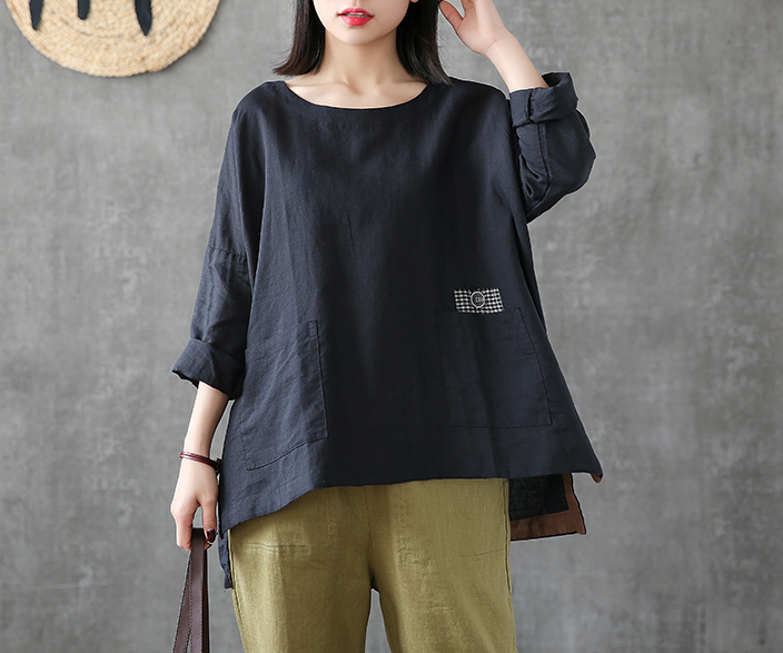 Length Sleeve Summer Women Casual Blouse Cotton Linen Shirts Tops DZA2007121 VPPBUY shop