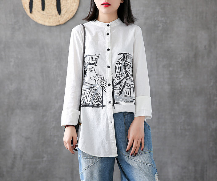 Length Sleeve Summer Women Casual Blouse Cotton Linen Shirts Tops DZA2006135 VPPBUY shop