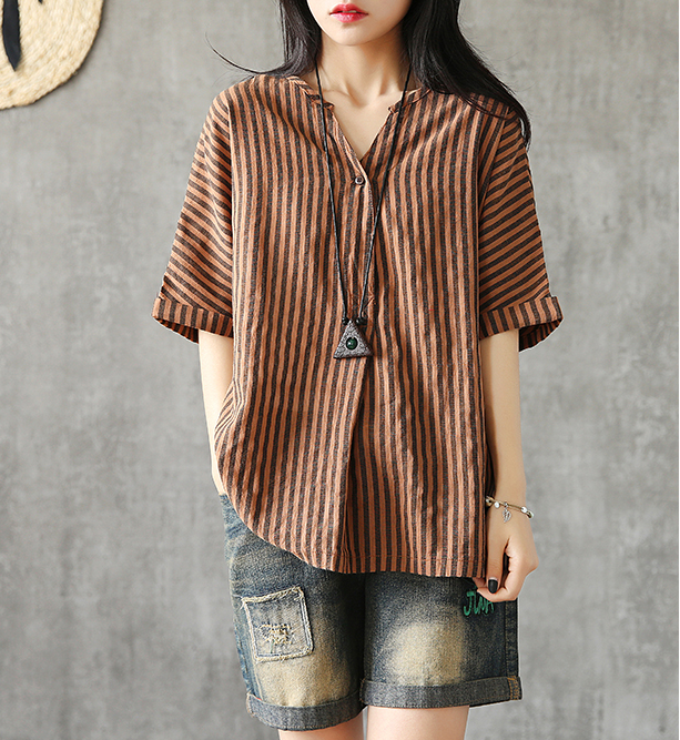 Half Sleeve Summer Women Casual Top Blouses Tops Cotton Linen Shirts  DZA2005247 VPPBUY shop