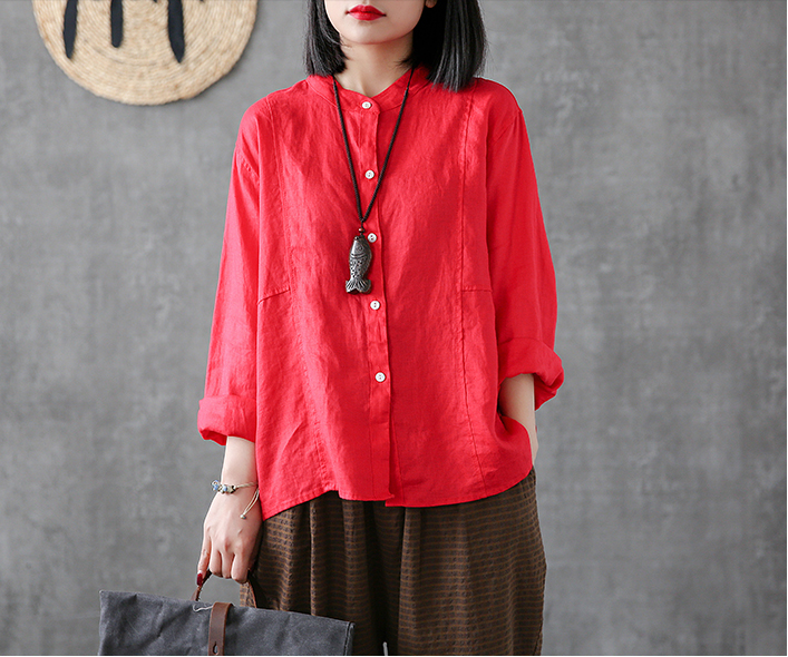 Long Sleeve Summer Women Casual Blouse Linen Shirts Tops DZA2006136 VPPBUY shop