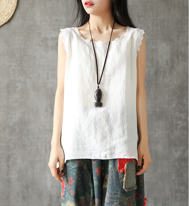 Sleeveless Summer Women Casual Blouse Cotton Linen Shirts Women Tops DZA2005246 VPPBUY shop