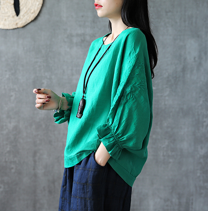 Embroidery Sleeve Summer Women Casual Blouse Cotton Linen Shirts  Women Tops DZA2005248 VPPBUY shop