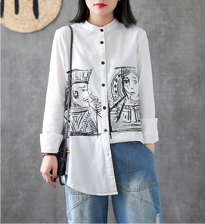 Length Sleeve Summer Women Casual Blouse Cotton Linen Shirts Tops DZA2006135 VPPBUY shop