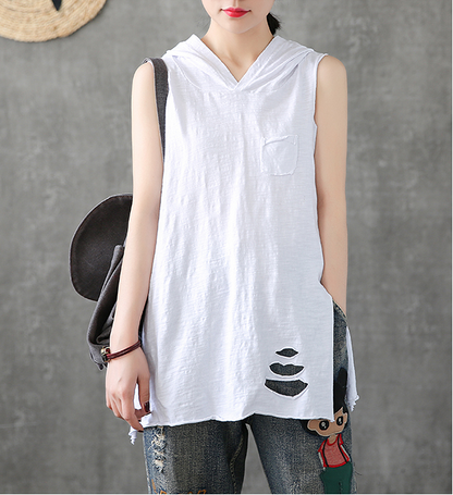 Hooded Summer Women Casual Blouse Cotton Linen Shirts  Women Tops DZA2005313 VPPBUY shop