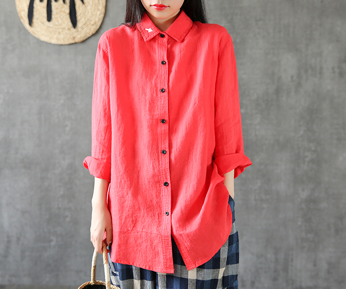 Long Sleeve Spring Summer Women Casual Blouse Cotton Linen Shirts  Women Tops DZA2005312 VPPBUY shop