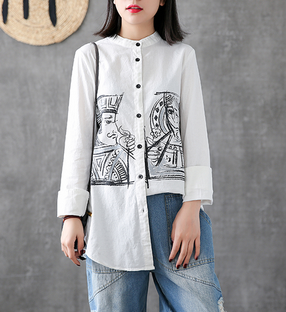 Length Sleeve Summer Women Casual Blouse Cotton Linen Shirts Tops DZA2006135 VPPBUY shop