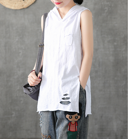 Hooded Summer Women Casual Blouse Cotton Linen Shirts  Women Tops DZA2005313 VPPBUY shop