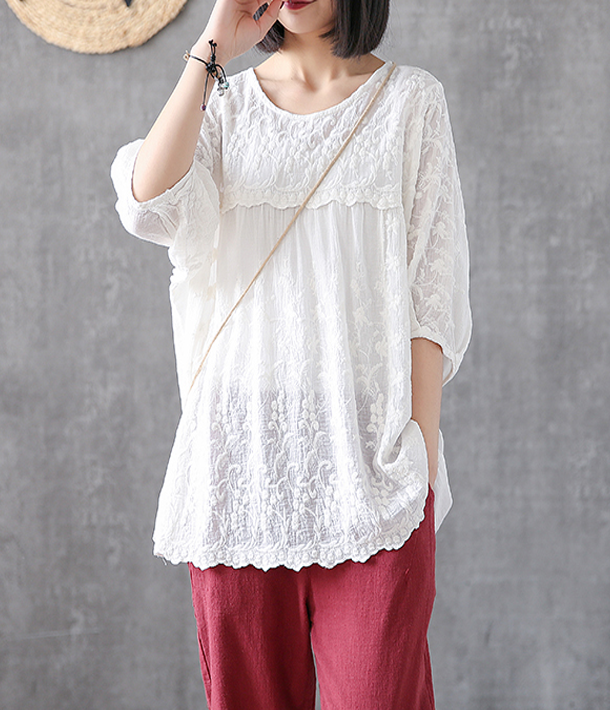 Length Sleeve Summer Women Casual Blouse Cotton Linen Shirts  Women Tops DZA2005315 VPPBUY shop