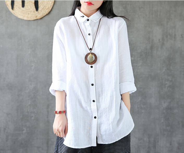 Long Sleeve Spring Summer Women Casual Blouse Cotton Linen Shirts  Women Tops DZA2005312 VPPBUY shop