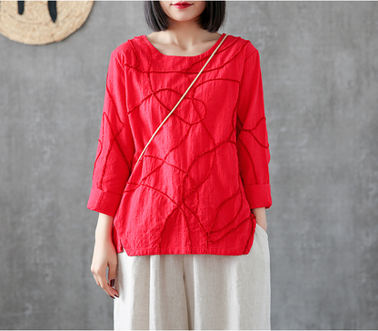 Length Sleeve Spring Summer Women Casual Blouse Cotton Linen Shirts  Women Tops DZA2005316 VPPBUY shop