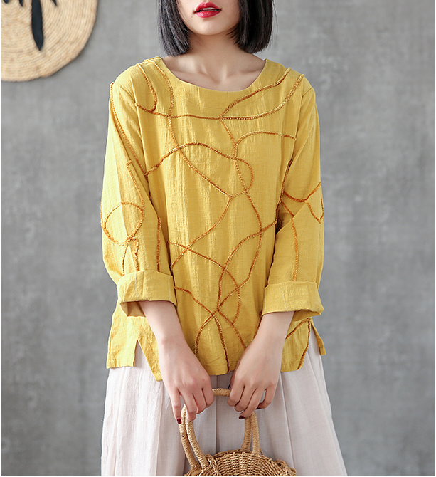 Length Sleeve Spring Summer Women Casual Blouse Cotton Linen Shirts  Women Tops DZA2005316 VPPBUY shop